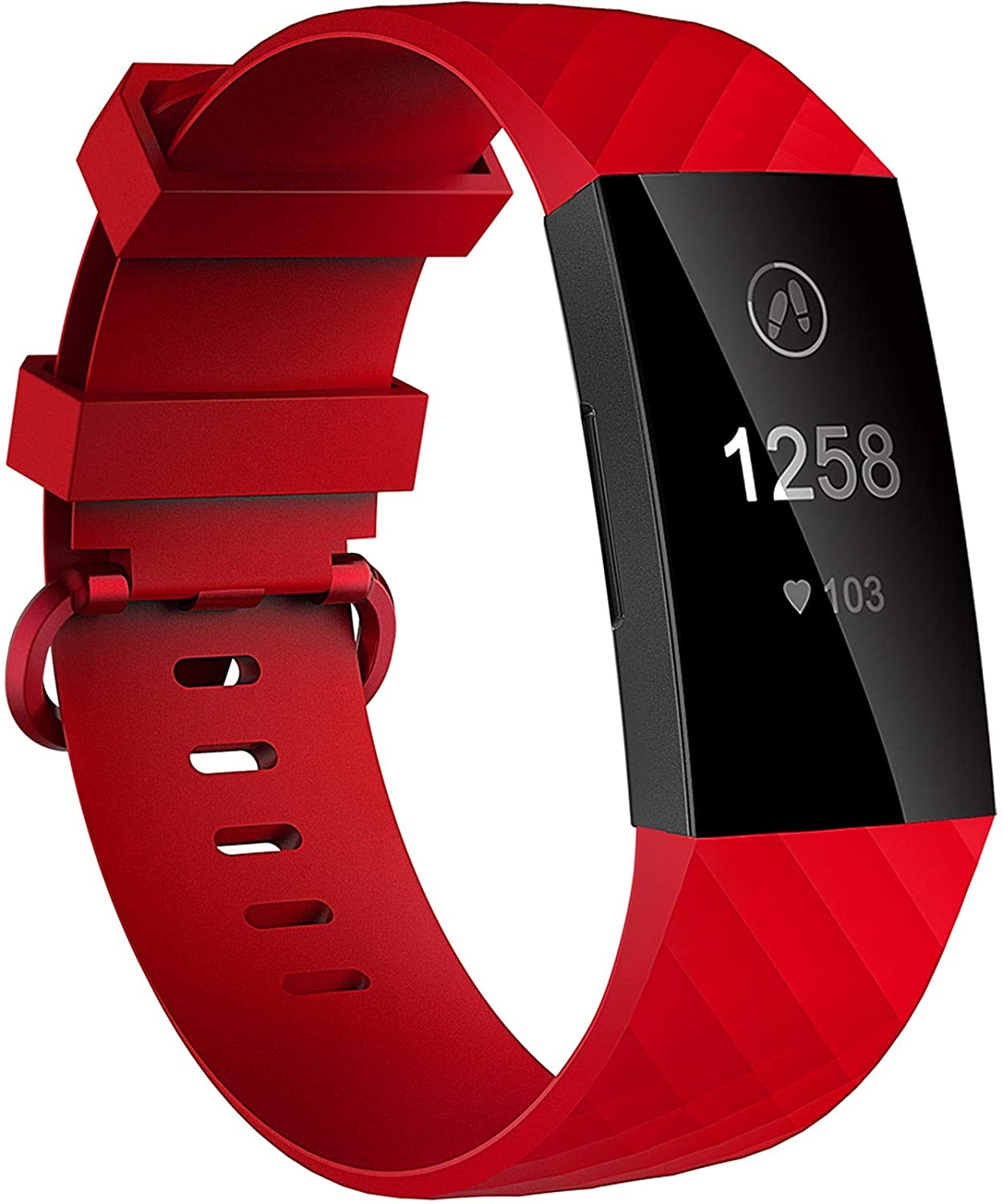 Velavior Waterproof Bands for Fitbit Charge 3/ Fitbit Charge 4/ Charge3 SE, Replacement Wristbands for Women Men Small Large (Red, Large)