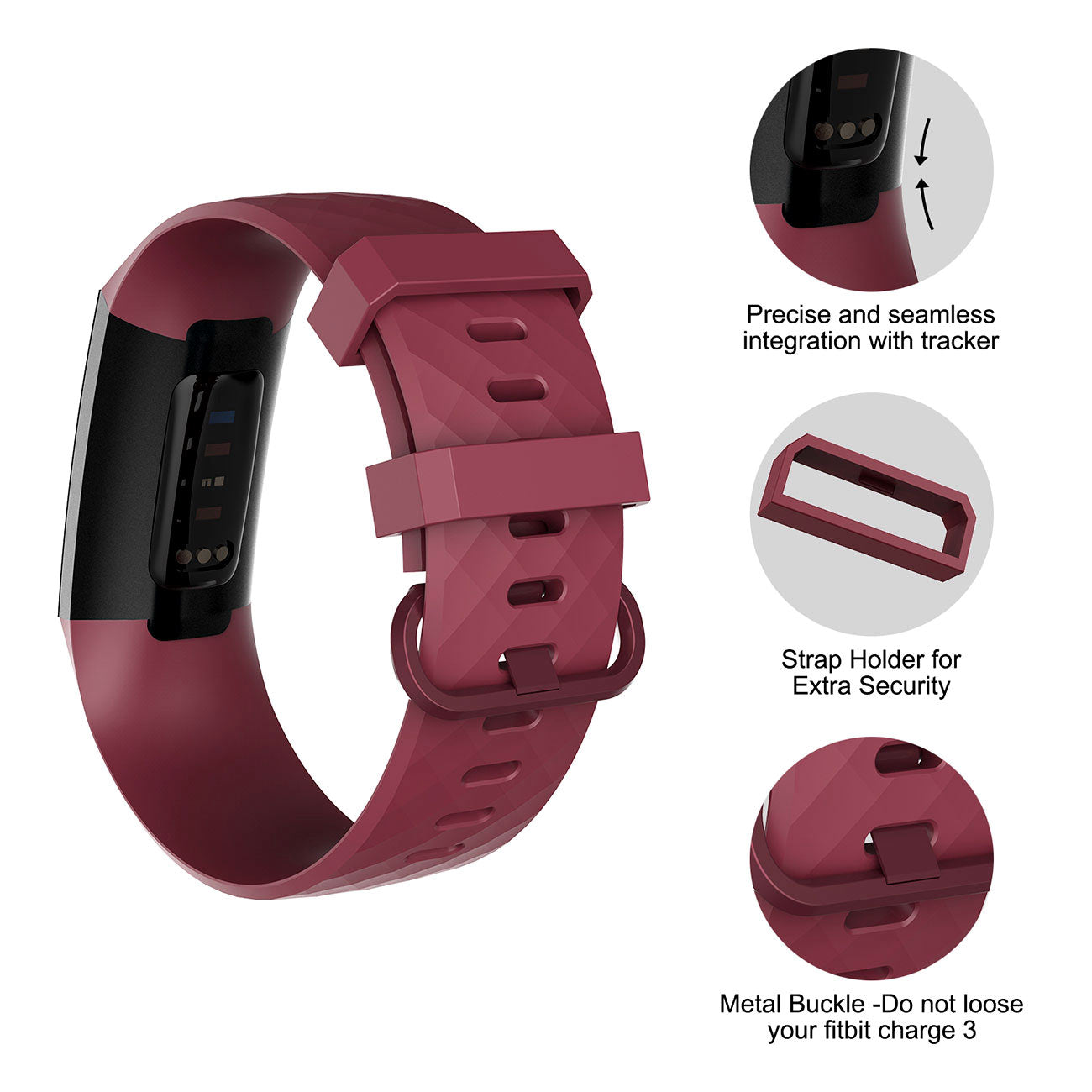 4 Pack Bands for Fitbit Charge 4/ Fitbit Charge 3/ Charge3 SE, Soft Waterproof Replacement Wristbands for Women Men Large Black/Navy/Sangria/White