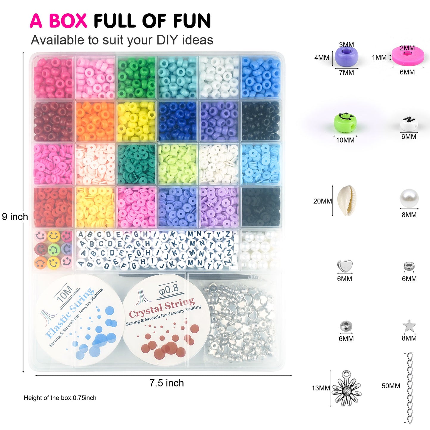 Beads Bracelet Making Kit, Velavior Bracelet Kit Combo of Polymer Clay Beads Pony Beads Letter Beads Charm Pendants and Elastic String for Jewelry Making, DIY Crafts for Bracelets Necklace Gifts