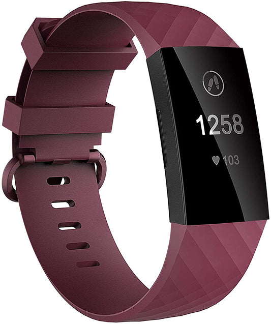 Velavior Waterproof Bands for Fitbit Charge 3/ Fitbit Charge 4/ Charge3 SE, Replacement Wristbands for Women Men Small Large (Sangria, Small)