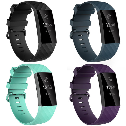 4 Pack Bands for Fitbit Charge 4/ Fitbit Charge 3/ Charge3 SE, Soft Waterproof Replacement Wristbands for Women Men Large Black/Purple/Darkslategray/Aquamarine