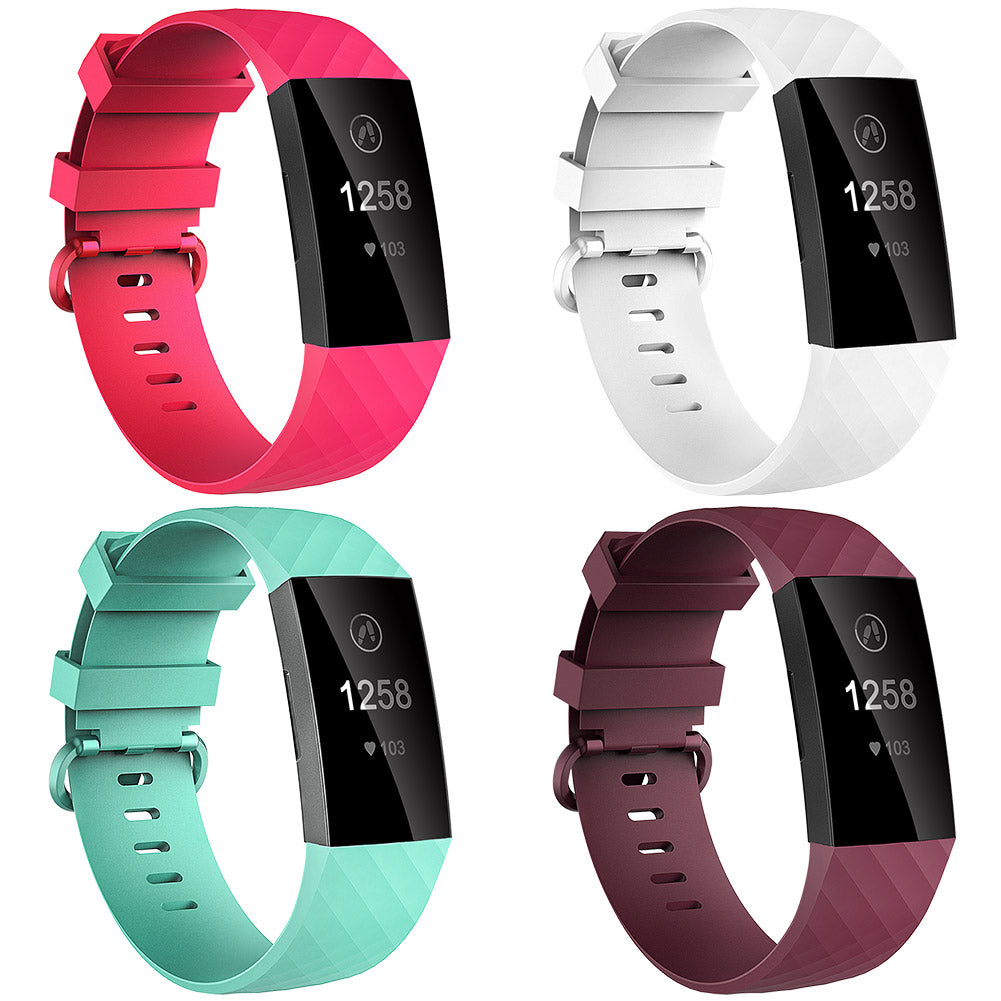 4 Pack Bands for Fitbit Charge 4/ Fitbit Charge 3/ Charge3 SE, Soft Waterproof Replacement Wristbands for Women Men Large Hot Pink/Aquamarine/White/Sangria