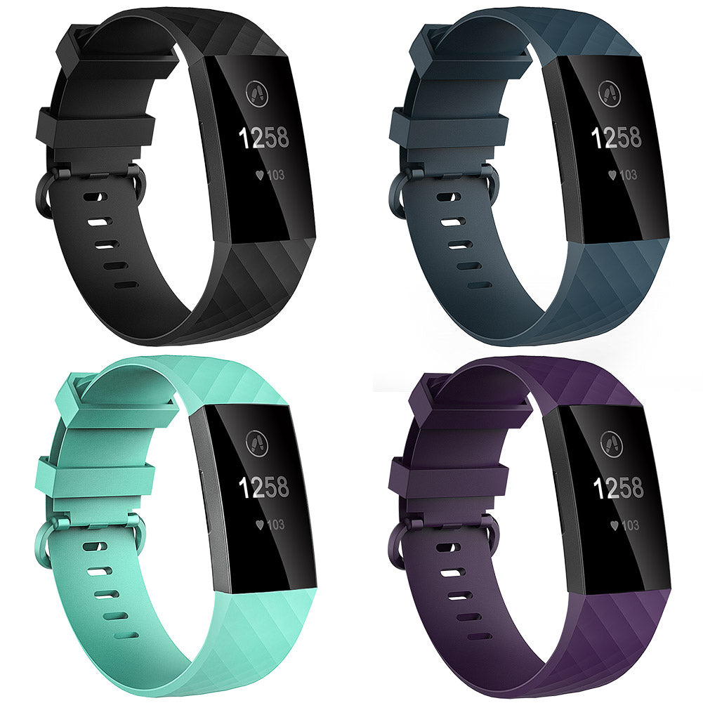 4 Pack Bands for Fitbit Charge 4/ Fitbit Charge 3/ Charge3 SE, Soft Waterproof Replacement Wristbands for Women Men Small Black/Purple/Darkslategray/Aquamarine