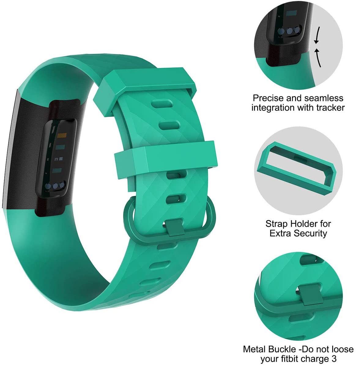 Velavior Waterproof Bands for Fitbit Charge 3/ Fitbit Charge 4/ Charge3 SE, Replacement Wristbands for Women Men Small Large (Teal, Small)